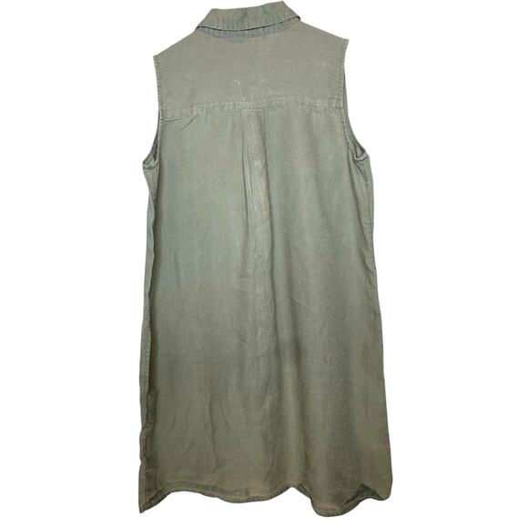 Adrienne Vittadini 100% linen button down sleeveless dress olive green size M - Picture 2 of 11